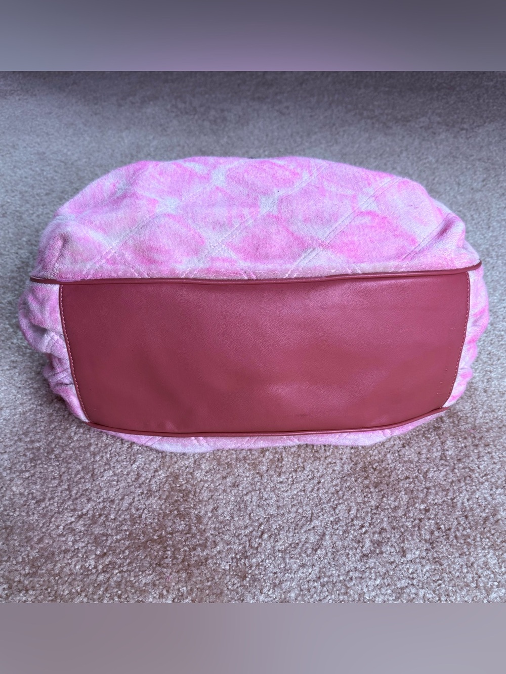 Juicy Couture Pink Shoulder Tote with Brown Leather Trim - Picture 15 of 16